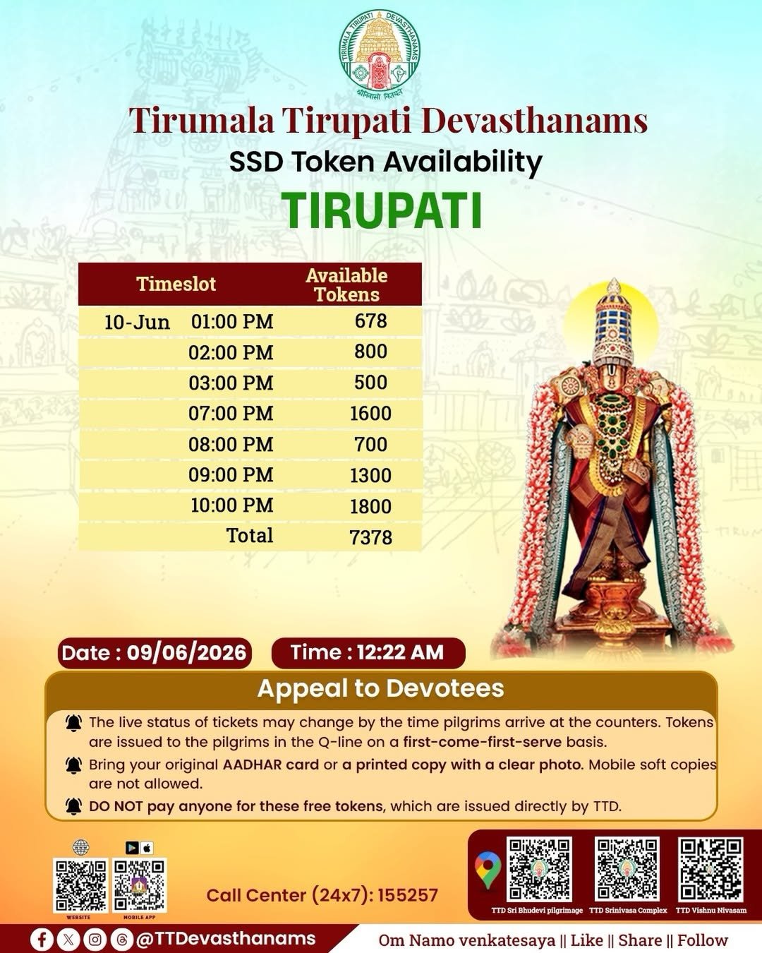 2026-06-09 00:28:17 SSD token distribution began at 12:05 AM at #bhudevicomplex, #vishnunivasam and … 2026-06-09 00:28:17 SSD token distribution began at 12:05 AM at #bhudevicomplex, #vishnunivasam and …
